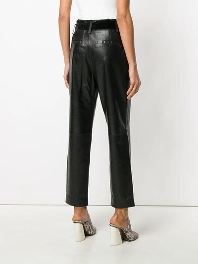 Shop Michael Michael Kors High-waisted Pleated Leather Pants - Black