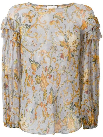 Shop Zimmermann Floral Print Blouse In Blue