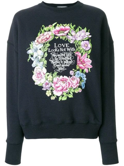 Shop Alexander Mcqueen Love Wreath Print Sweatshirt - Blue