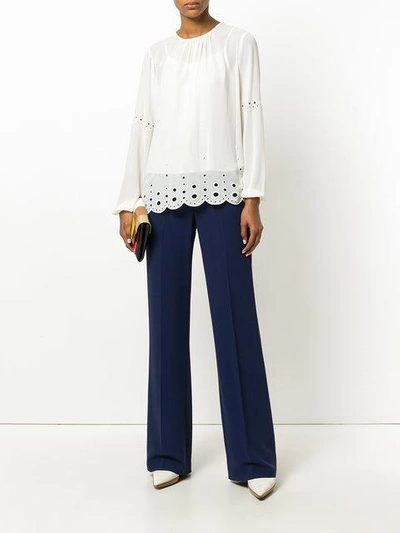 Shop Michael Michael Kors Eyelet Detail Blouse In Neutrals