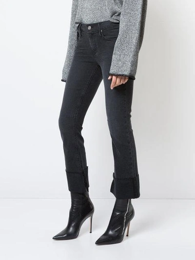 Shop Rta Frayed Cropped Flared Jeans In Grey