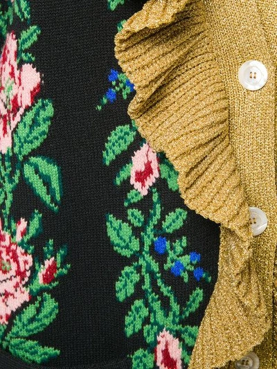 Shop Gucci Intarsia Jacquard Flowers Cardigan In Multicolour