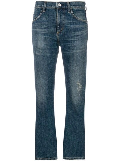 Shop Citizens Of Humanity Cropped Bootcut Jeans In Blue