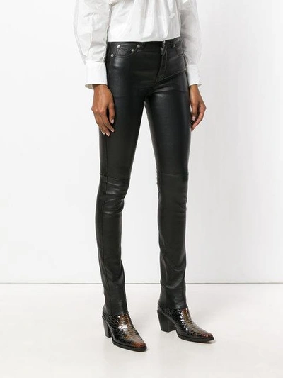 Saint Laurent Leather Skinny Jeans In Black | ModeSens