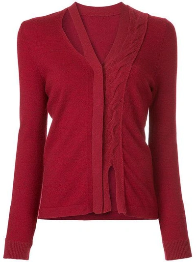 Shop Onefifteen Twist Front Knit Cardigan In Red