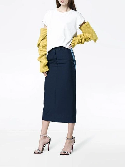 Shop Calvin Klein 205w39nyc Side Detail Midi Skirt In Blue