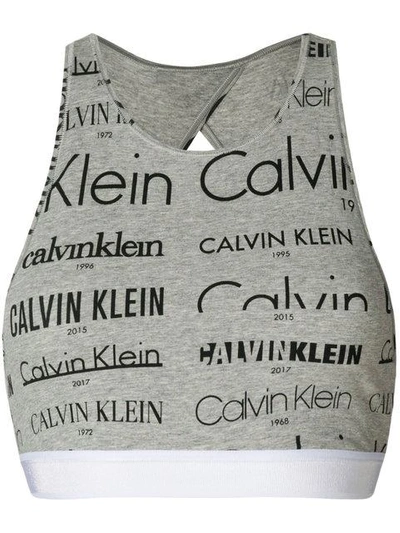 Shop Calvin Klein Logo-print Bralette - Grey