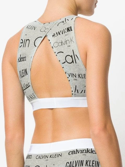 Shop Calvin Klein Logo-print Bralette - Grey