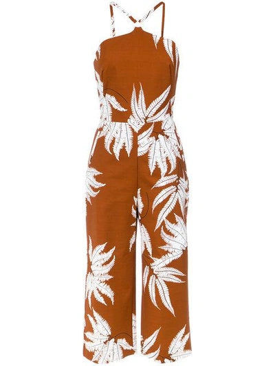Shop Andrea Marques Fern Print Jumpsuit In Brown