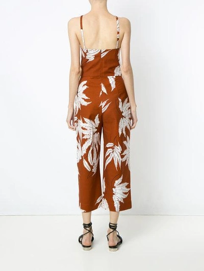 Shop Andrea Marques Fern Print Jumpsuit In Brown