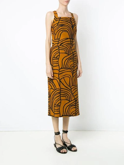 Shop Andrea Marques Printed Straight Dress - Yellow