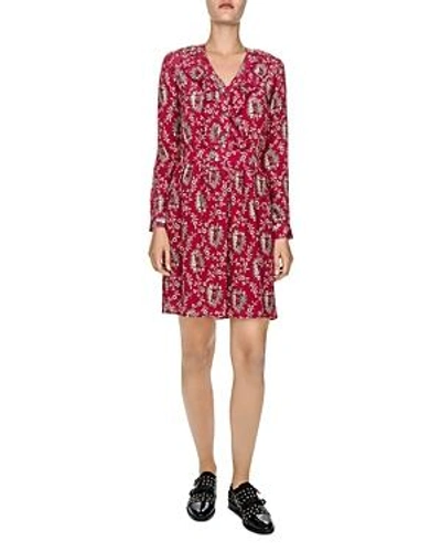 Shop The Kooples Rodeo Snake Printed Silk Dress In Red