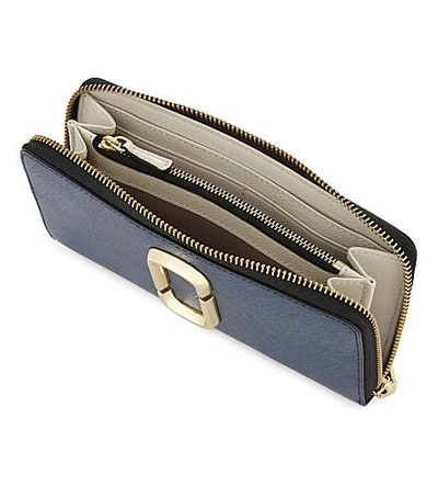 Shop Marc Jacobs Snapshot Saffiano Leather Zipper-around Wallet In Blue Sea Multi