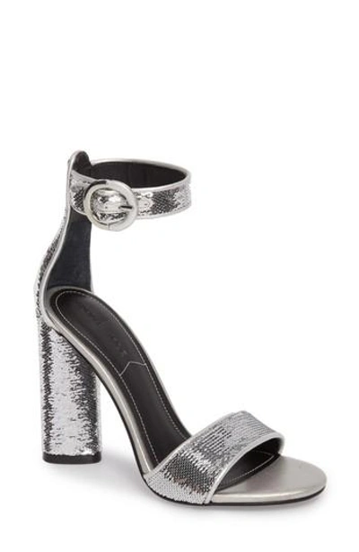 Shop Kendall + Kylie Giselle Ankle Strap Sandal In Silver/ Silver