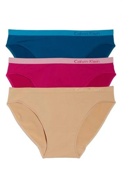 Calvin Klein Pure Seamless Bikinis, Set Of 3 In Rosate/bare/marais |  ModeSens