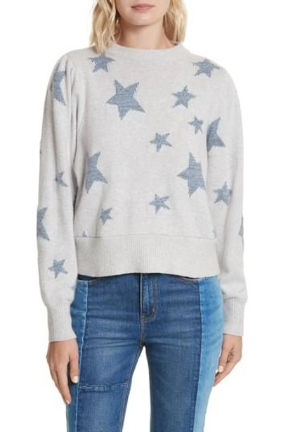 Shop Rebecca Taylor Star Intarsia Sweater In Pearl Grey/ Silver