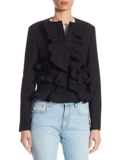 Shop Msgm Ruffle Topper Jacket In Red