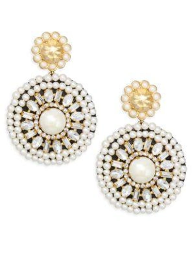 Shop Kate Spade Glass Pearl Embellished Drop Earrings In Cream Multi