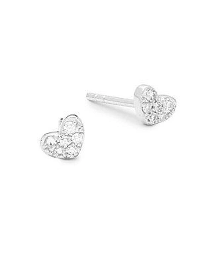 Shop Kc Designs Heart Diamond And 14k White Gold Stud Earrings