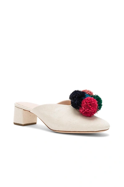Loeffler Randall Lulu Pom-pom Canvas Mules In Natural & Multi