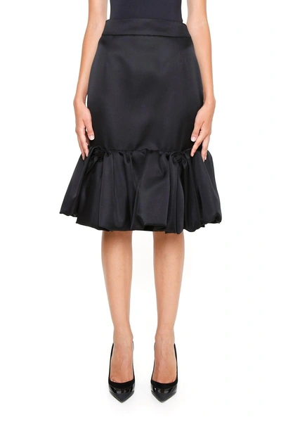 Shop Prada Double Mikado Skirt In Neronero