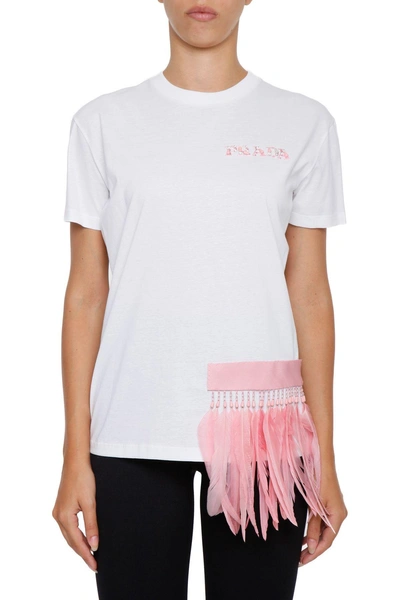 Shop Prada Feather T-shirt In Bianco+begoniabianco
