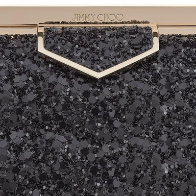 Shop Jimmy Choo Ellipse Black Coarse Glitter Fabric Clutch Bag