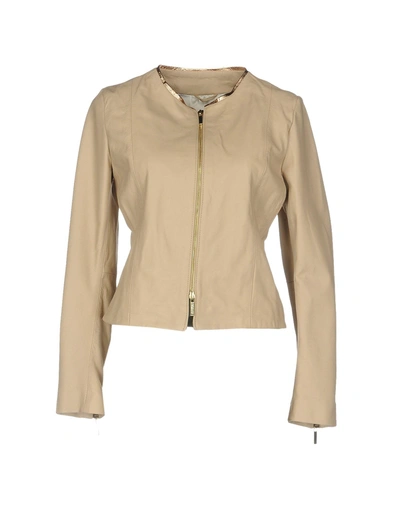 Shop Alessandro Dell'acqua Leather Jacket In Beige