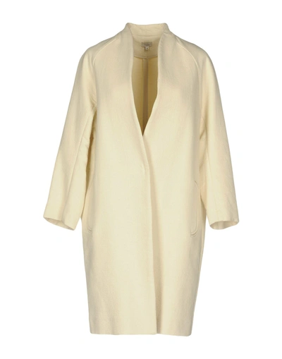 Shop Intropia Overcoats In Ivory