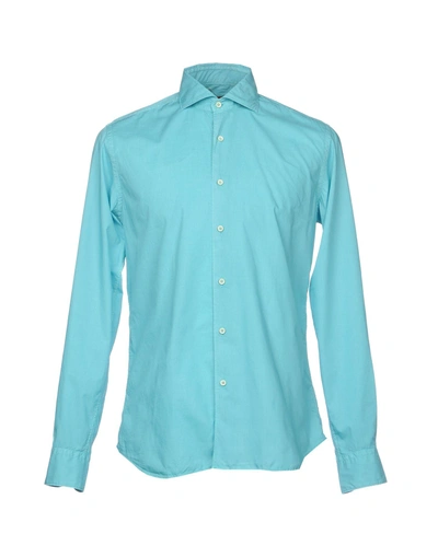Shop Xacus Solid Color Shirt In Turquoise