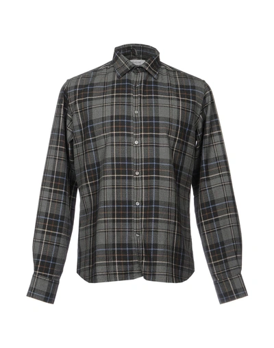 Shop Aglini Checked Shirt In Grey