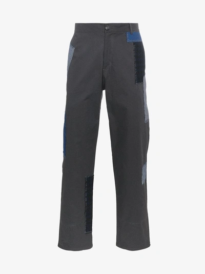 Shop 78 Stitches Patchwork Straight Leg Cropped Trousers In Grey