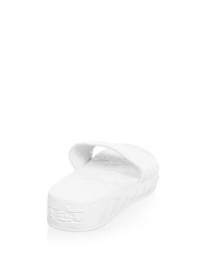 Shop Ash Diamond Embossed Faux Leather Slides In Blush