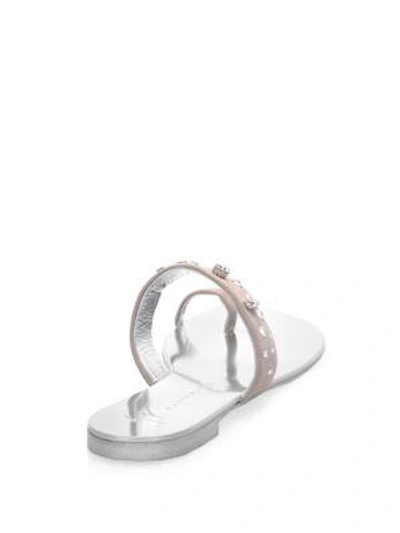 Shop Giuseppe Zanotti Nuvorock Crystal And Suede Flat Sandals In Camrosa