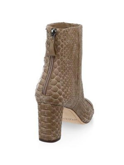 Shop Alexandre Birman Regina Python Chunky Heel Booties In Taupe