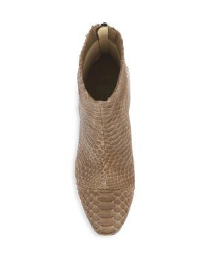 Shop Alexandre Birman Regina Python Chunky Heel Booties In Taupe