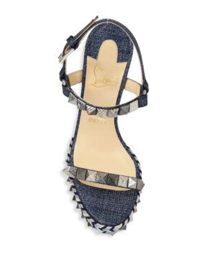 Shop Christian Louboutin Pyraclou 110 Denim Platform Sandals