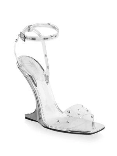 Shop Giuseppe Zanotti Garconne Crystal And Leather Ankle Strap Sandals In Silver