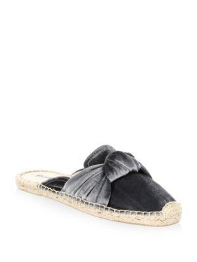 Shop Soludos Knotted Velvet Mules In Gray