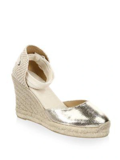 Shop Soludos Metallic Tall Wedge Espadrilles In Pale Gold
