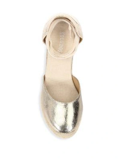 Shop Soludos Metallic Tall Wedge Espadrilles In Pale Gold
