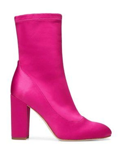 Shop Sam Edelman Calexa Satin Sock Booties In Hot Pink