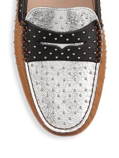 Shop Tod's Gommini Micro-stud Leather Driving Loafers In Multi