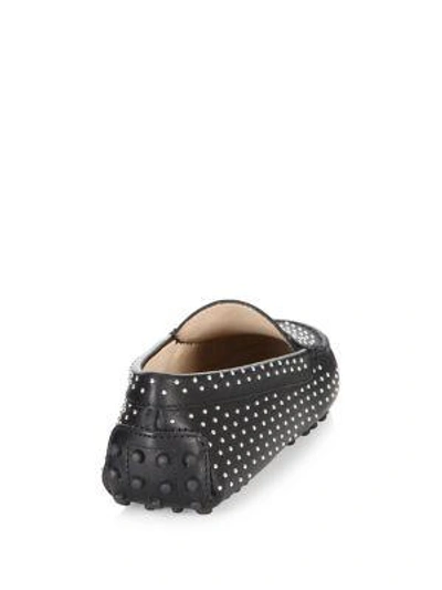 Shop Tod's Gommini Micro Borchi Leather Loafers In Black