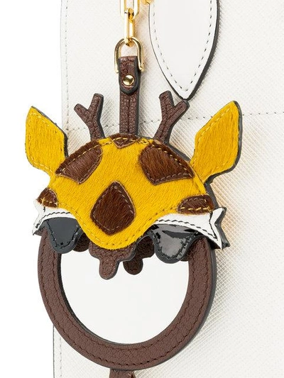Shop Miu Miu Leather Giraffe Bag Charm - Brown