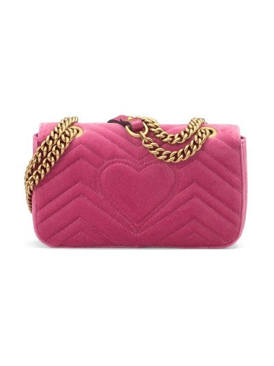 Shop Gucci Gg Marmont Velvet Mini Bag In Pink