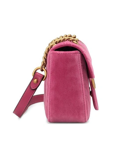 Shop Gucci Gg Marmont Velvet Mini Bag In Pink