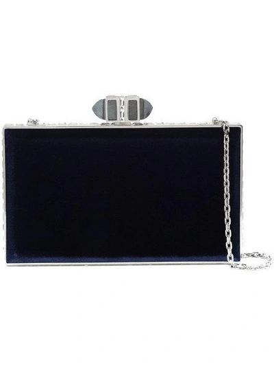 Shop Judith Leiber Coffered Rectangle Bag In Blue