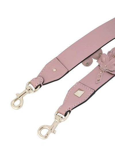 Shop Valentino Rockstud Floral Bag Strap In Pink