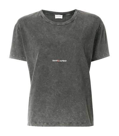 Shop Saint Laurent Grey Logo Patch T-shirt